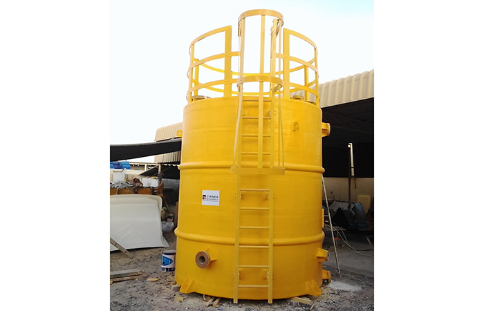 Grp chemical tank with hand rail and ladder