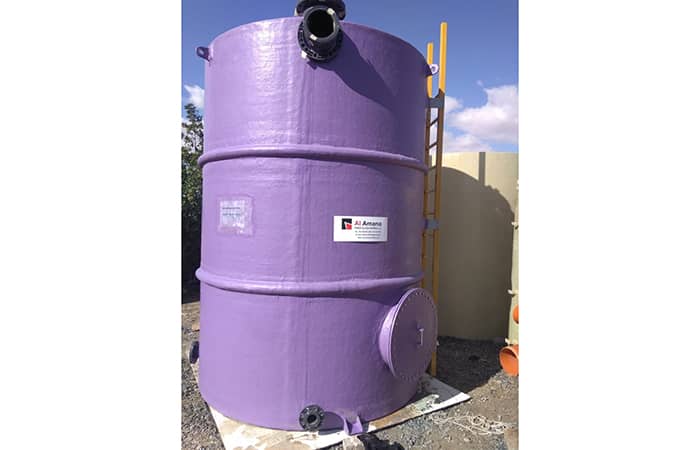 Grp chemical vertical tank with ladder